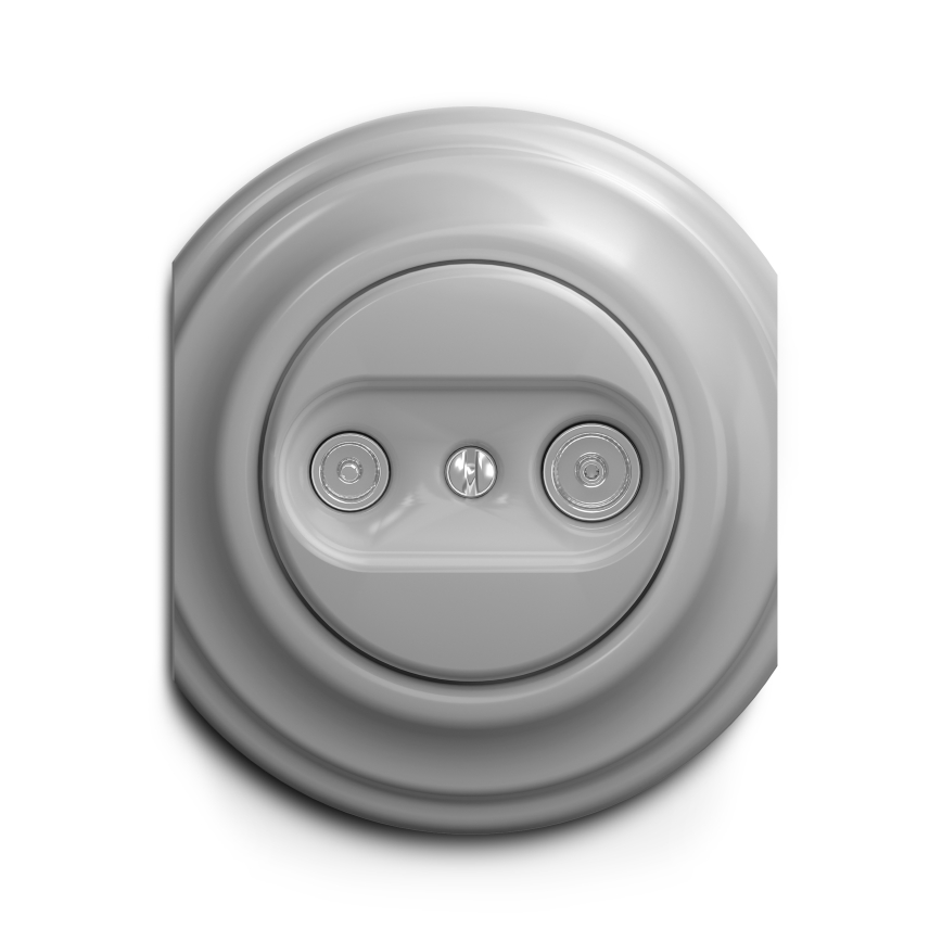 Reblig - Retro TV+R beigu antenas rozete bez rāmja, pelēka