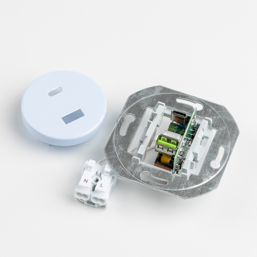 Reblig - Retro USB kontaktligzda A+C ar rāmi, zila