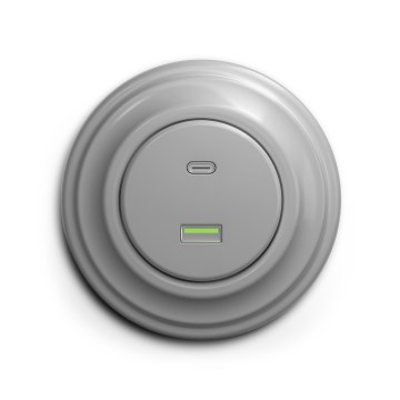 Reblig - retro USB ligzda A+C ar rāmi, pelēka