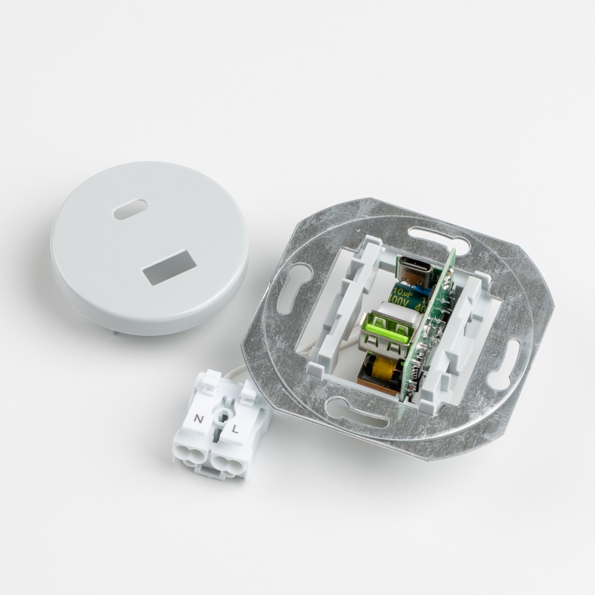 Reblig - retro USB ligzda A+C ar rāmi, pelēka
