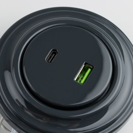 Reblig - Retro USB rozete A+C ar antracīta rāmi