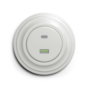 Reblig - Retro USB rozete A+C ar baltu keramikas rāmi