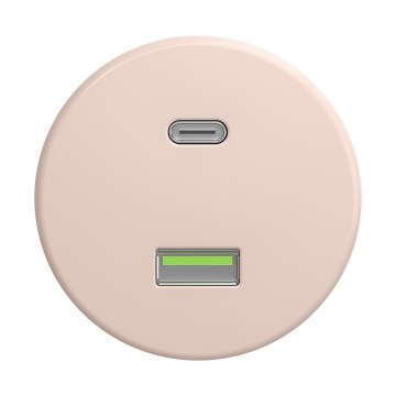 Reblig - Retro USB rozete A+C bez rāmja, antīkā rozā