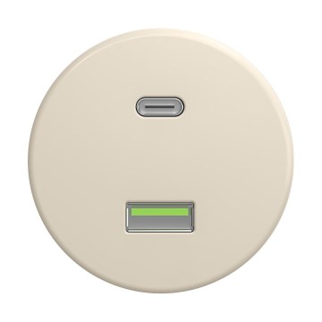 Reblig - Retro USB rozete A+C bez rāmja bēša