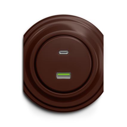 Reblig - Retro USB rozete A+C bez rāmja, brūna