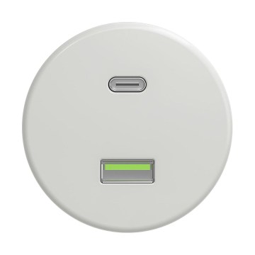 Reblig - Retro USB rozete A+C bez rāmja, keramiska, balta