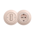 Reblig - Retro vienpolu slēdzis Nr. 1 un SCHUKO 230 V kontaktligzda ar antīkā rozā rāmi