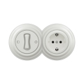 Reblig - Retro vienpolu slēdzis Nr. 1 un SCHUKO 230V kontaktligzda ar keramisko rāmi, balta