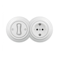 Reblig - Retro vienpolu slēdzis Nr. 1 un SCHUKO 230V rozete ar rāmi, sniegbalta