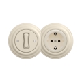 Reblig - retro vienpolu slēdzis Nr. 1 un SCHUKO kontaktligzda 230 V ar rāmi, bēša