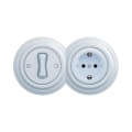 Reblig - Retro vienpolu slēdzis Nr. 1 un SCHUKO kontaktligzda 230 V ar zilu rāmi