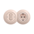 Reblig - Retro vienpolu slēdzis Nr. 1 un SCHUKO kontaktligzda 230V ar rāmi, vecrozā krāsā