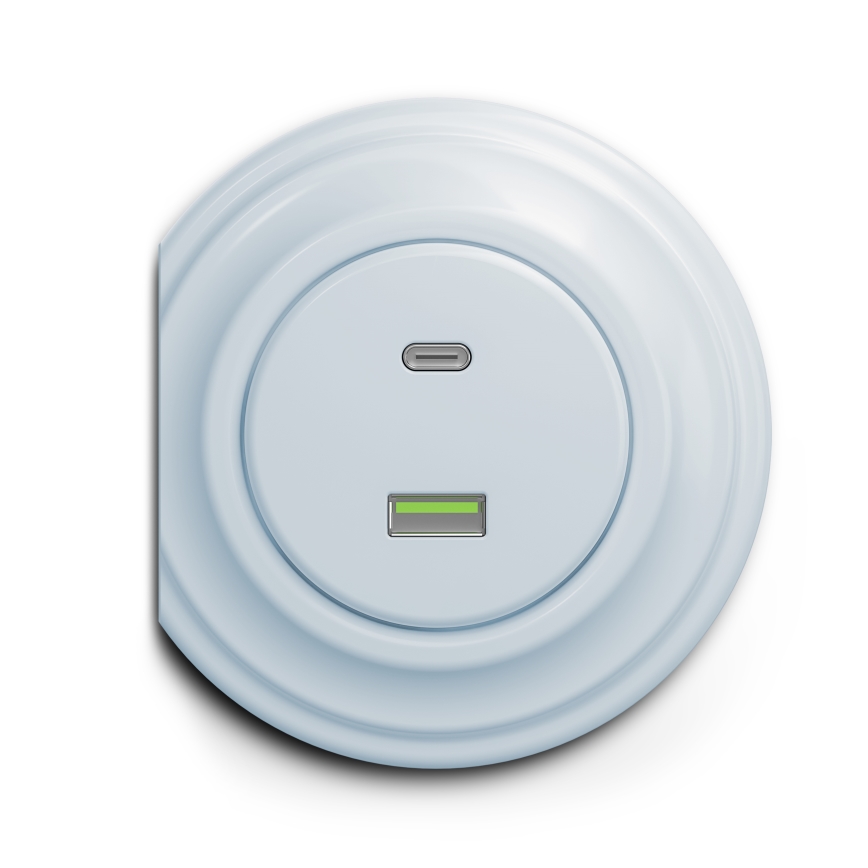 Reblig - Retro zila USB kontaktligzda A+C bez rāmja