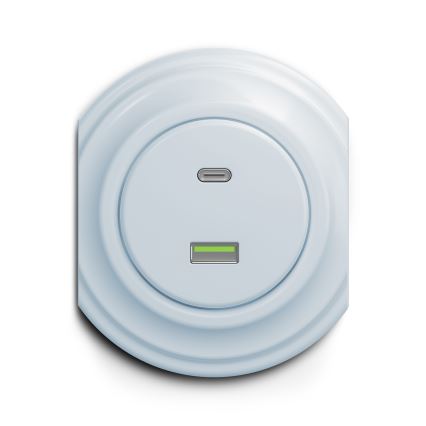 Reblig - Retro zila USB kontaktligzda A+C bez rāmja