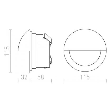 RED - Design Rendl - R10558 - LED Iebūvējams āra gaismeklis ASTERIA LED/3W/230V IP54