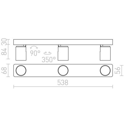 RED - Design Rendl - R12078 - Starmetis DUGME 3xGU10/35W/230V