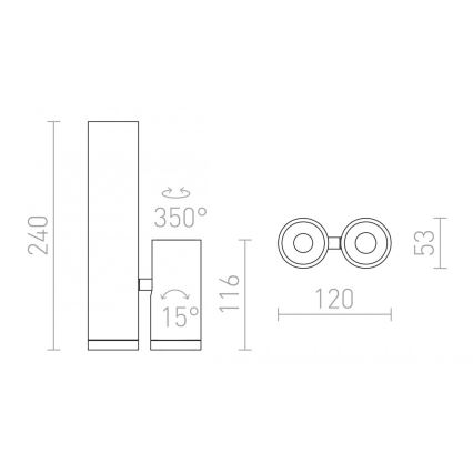 RED - Design Rendl - R12499 - LED Starmetis BOGARD 2xLED/5W/230V