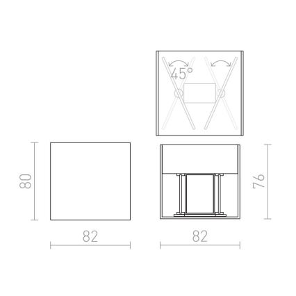 RED - Design Rendl - R12556 - LED Āra sienas gaismeklis CARRE 2xLED/3W/230V IP54