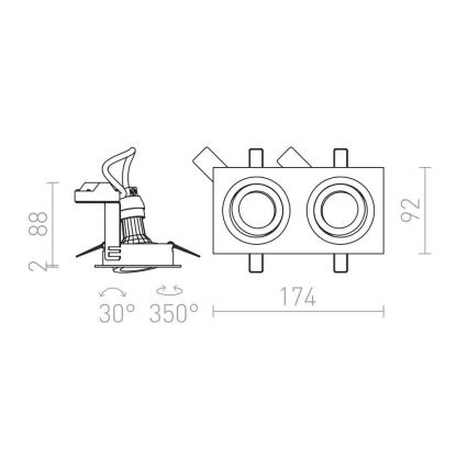 RED - Design Rendl - R12713- Iegremdējams starmetis PASADENA 2xGU10/50W/230V