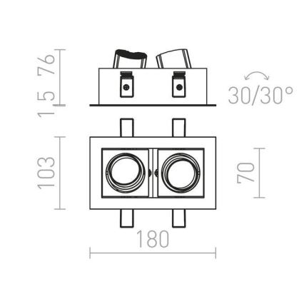 RED - Design Rendl - R12857 - LED Iegremdējams starmetis BONDY 2xLED/7W/230V