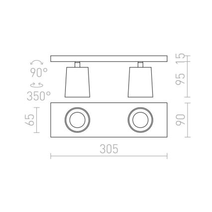 RED - Design Rendl - R12915 - Starmetis KENNY 2xGU10/35W/230V