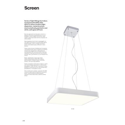 Redo 01-1124 - LED Lustra ar auklu SCREEN LED/48W/230V 3000K