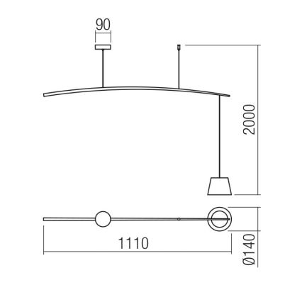 Redo 01-1498 - LED Lustra ar auklu LOLLI LED/6W/230V melna