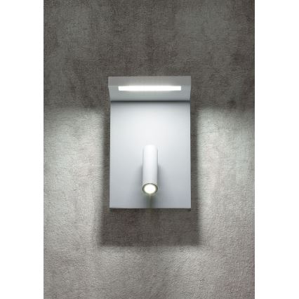 Redo 01-1499 - LED Sienas starmetis AGOS LED/6W/230V + LED/3,2W USB balta