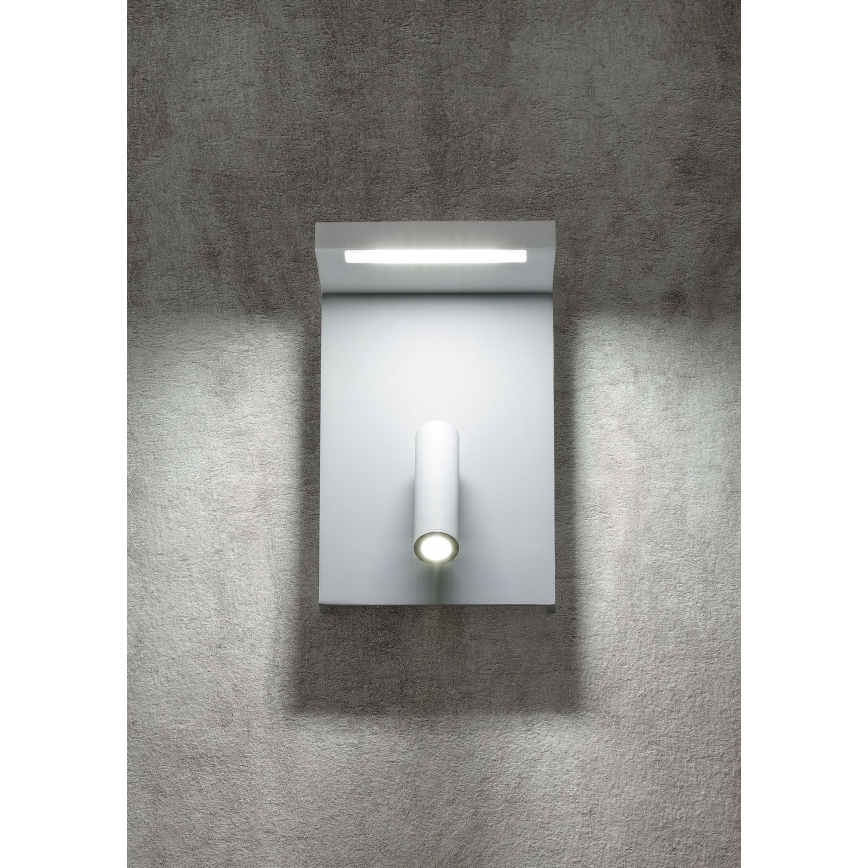 Redo 01-1499 - LED Sienas starmetis AGOS LED/6W/230V + LED/3,2W USB balta