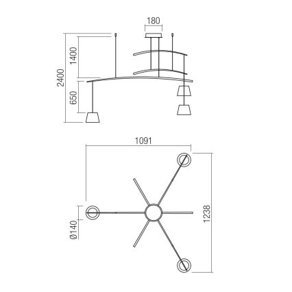 Redo 01-1524 - LED Lustra ar auklu LOLLI 3xLED/6W/230V balta