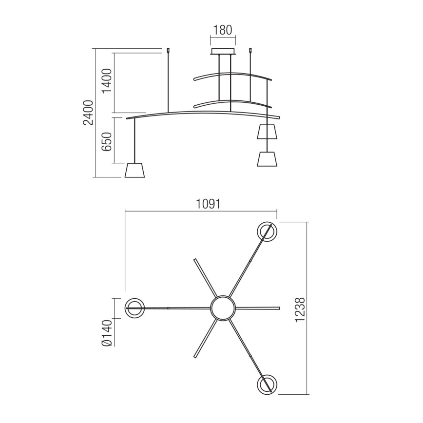 Redo 01-1524 - LED Lustra ar auklu LOLLI 3xLED/6W/230V balta