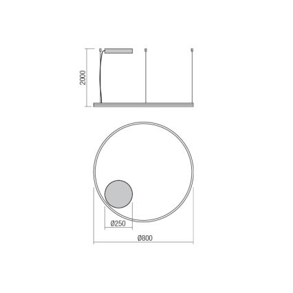 Redo 01-1713 -  LED Aptumšojama lustra ar auklu ORBIT LED/55W/230V bronza