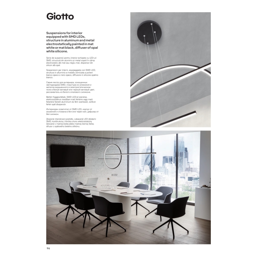 Redo 01-1737 - LED Aptumšojama lustra ar auklu GIOTTO LED/56W/230V melna