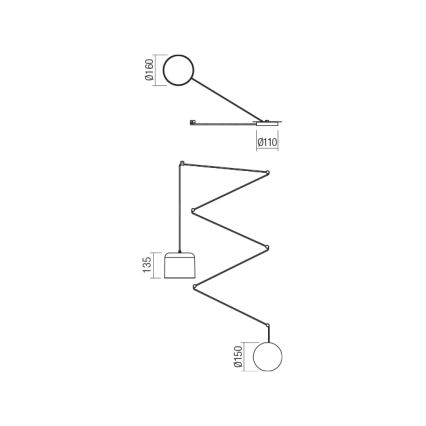 Redo 01-1822 - Lustra ar auklu DODO 1xE27/15W/230V zirneklis melna