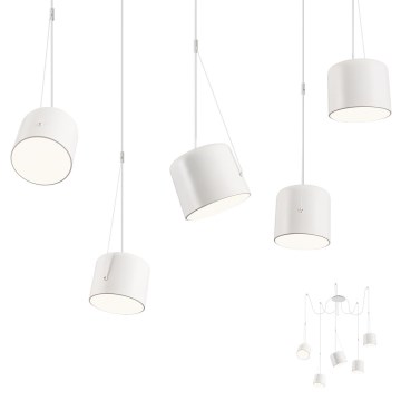 Redo 01-1827 - Lustra ar auklu DODO 5xE27/15W/230V zirneklis balta