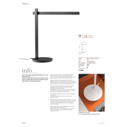 Redo 01-2213 - LED Aptumšojama skārienvadāma galda lampa OMEO LED/5,5W/230V 3000/4500/6500K melna