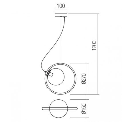 Redo 01-2320 - Lustra ar auklu KLEIDI 1xE14/28W/230V d. 27 cm melna