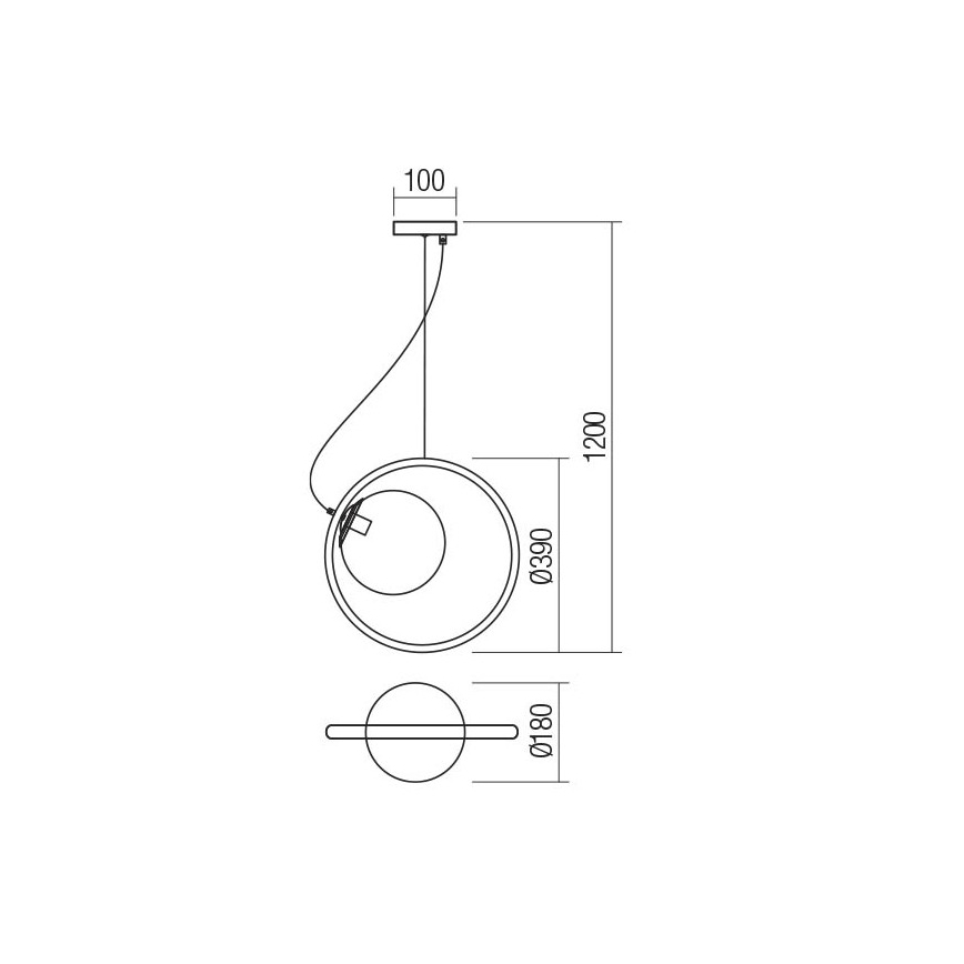 Redo 01-2322 - Lustra ar auklu KLEIDI 1xE27/42W/230V d. 39 cm melna
