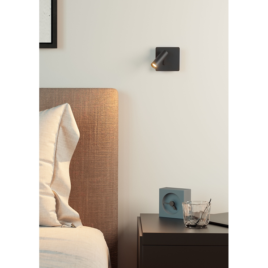 Redo 01-2340 - LED Sienas starmetis TOMIX LED/3,2W/230V melna