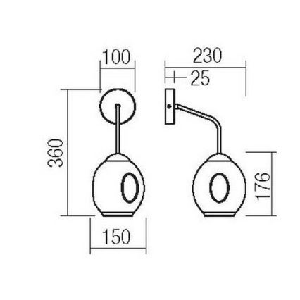 Redo 01-2617 - Sienas lampa PIERCE 1xE27/42W/230V zelta/dūmakains