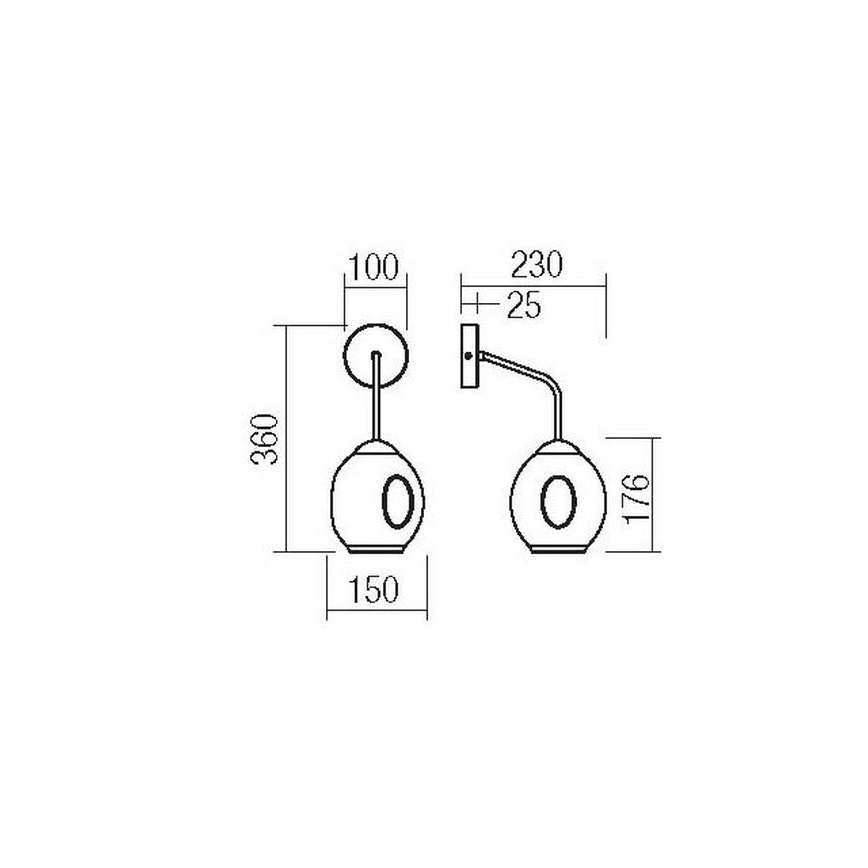Redo 01-2617 - Sienas lampa PIERCE 1xE27/42W/230V zelta/dūmakains