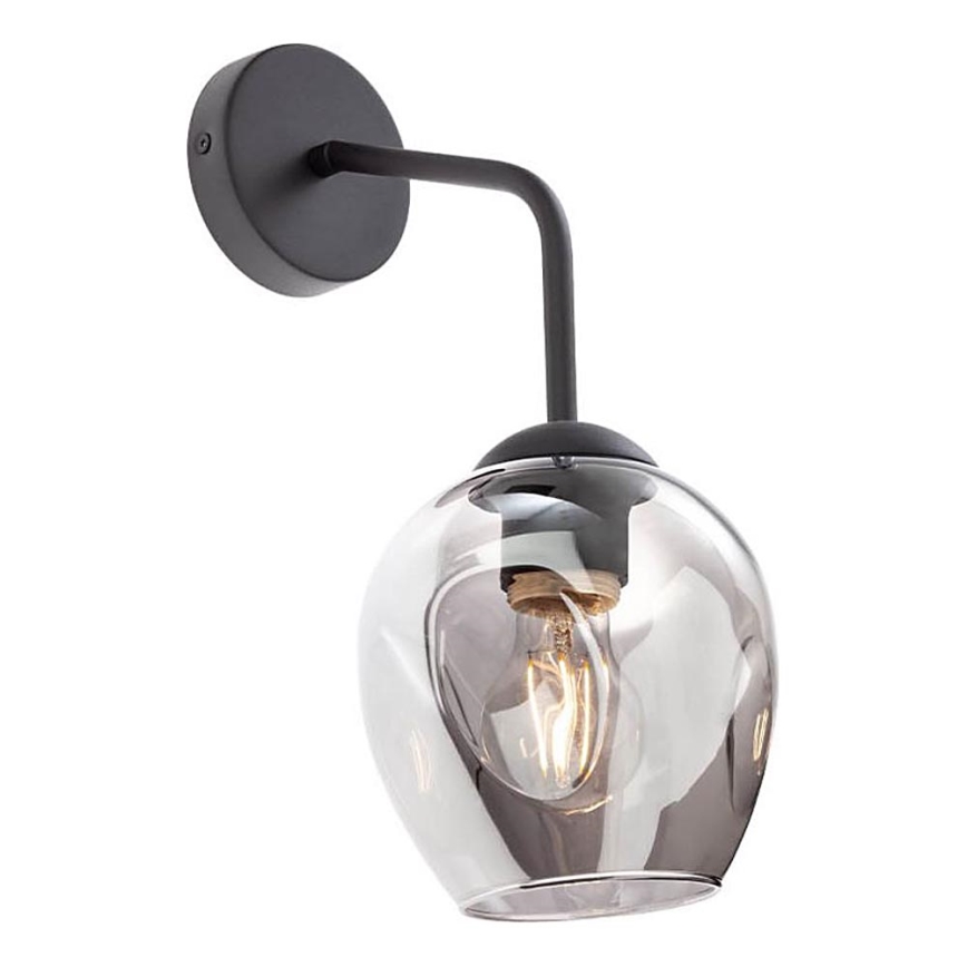 Redo 01-2618 - Sienas lampa PIERCE 1xE27/42W/230V melna/dūmakains