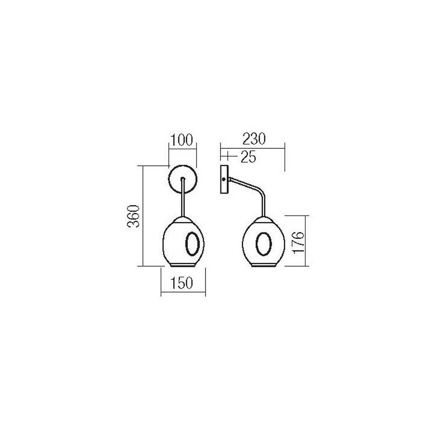 Redo 01-2618 - Sienas lampa PIERCE 1xE27/42W/230V melna/dūmakains