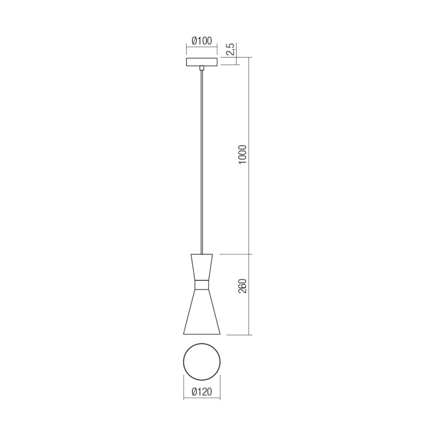 Redo 01-2711 - Lustra ar auklu KILT 1xE27/42W/230V d. 12 cm melna