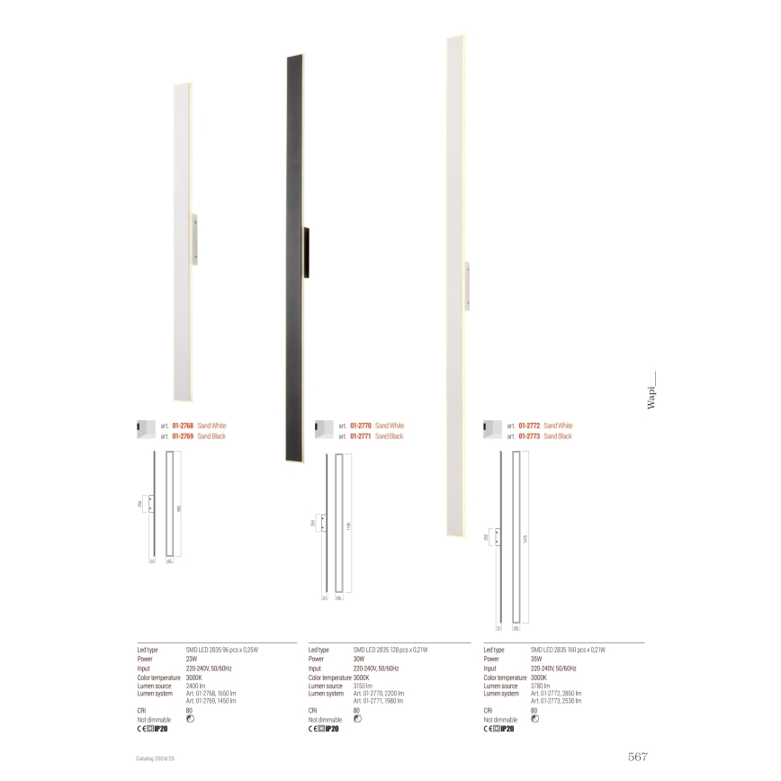 Redo 01-2771 - LED Sienas lampa WAPI LED/30W/230V 119 cm melna