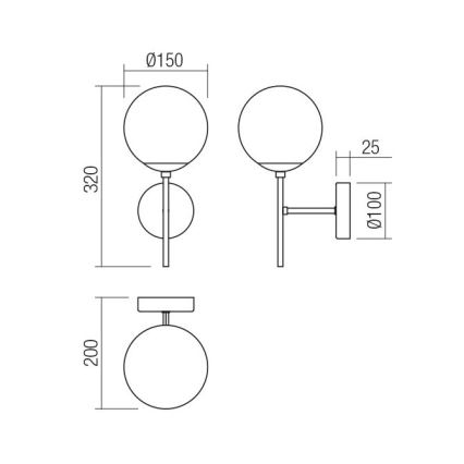 Redo 01-2942 - Sienas lampa MUNDI 1xE14/28W/230V vara/dūmakaina