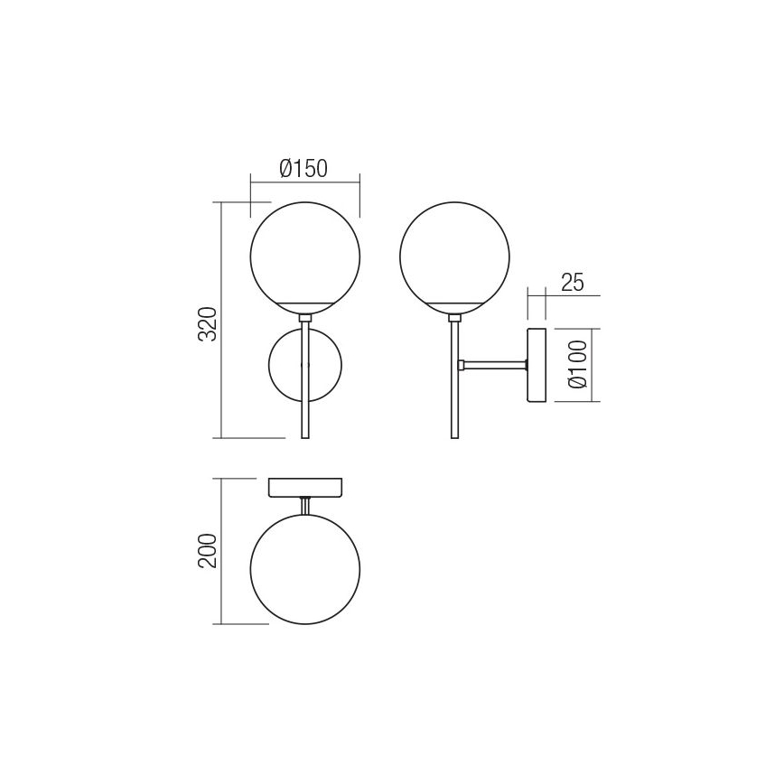 Redo 01-2942 - Sienas lampa MUNDI 1xE14/28W/230V vara/dūmakaina