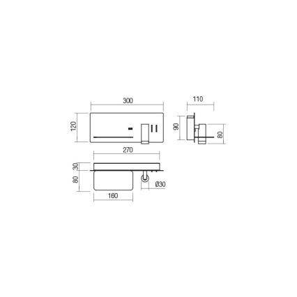Redo 01-2985 - LED Sienas starmetis BROOK LED/8W/230V + LED/3W USB CRI 90 melna pa kreisi