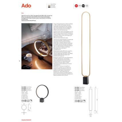 Redo 01-3062 - LED Aptumšojama grīdas stāvlampa ADO LED/24W/230V zelta
