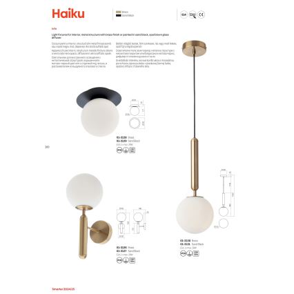 Redo 01-3128 - Griestu lampa HAIKU 1xE14/28W/230V misiņš